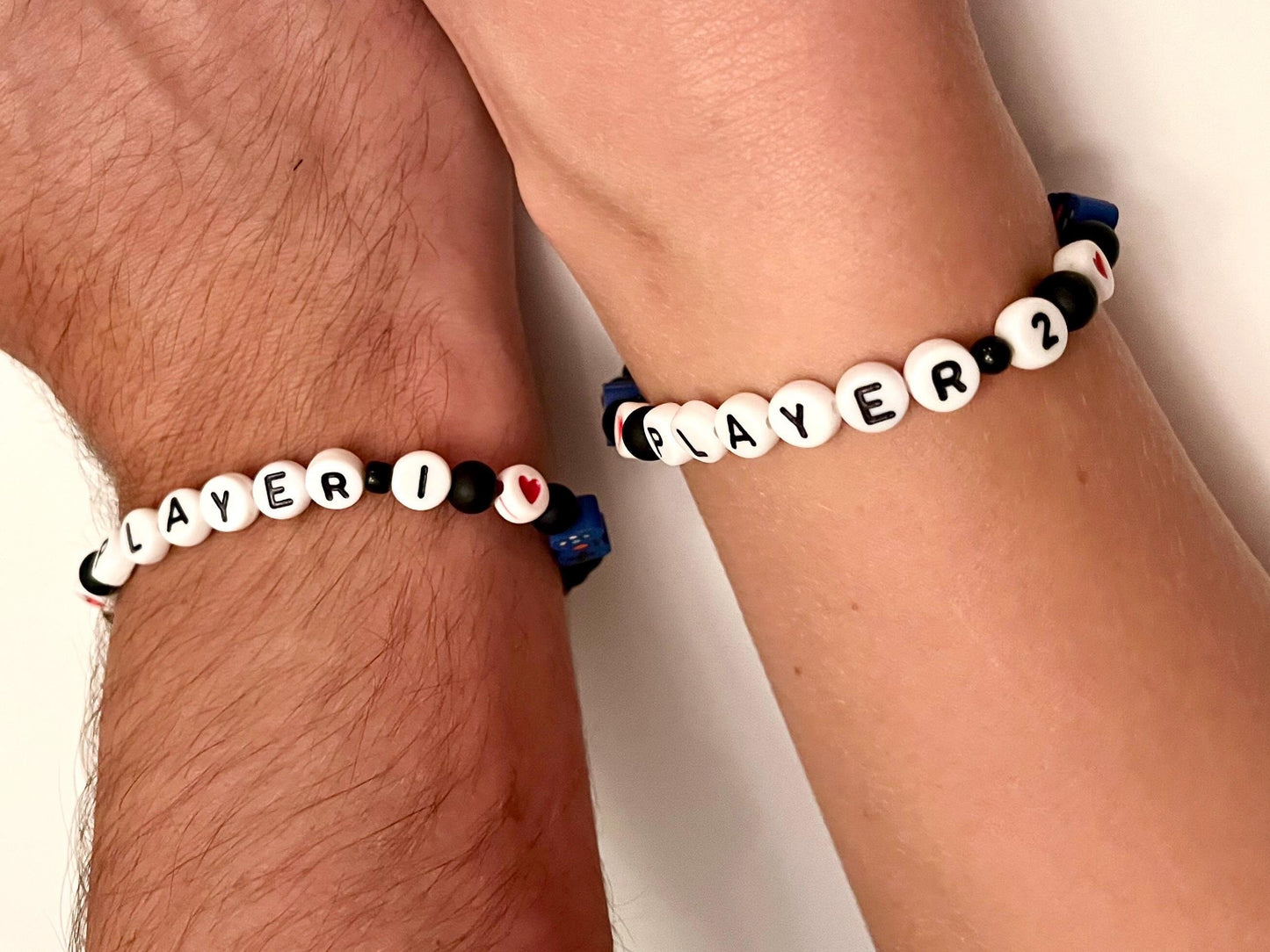 Player 1 and Player 2 Bracelets for Gamers and Couples Jewelry Gift for Gamer Video Game Jewelry with Controller Bracelet