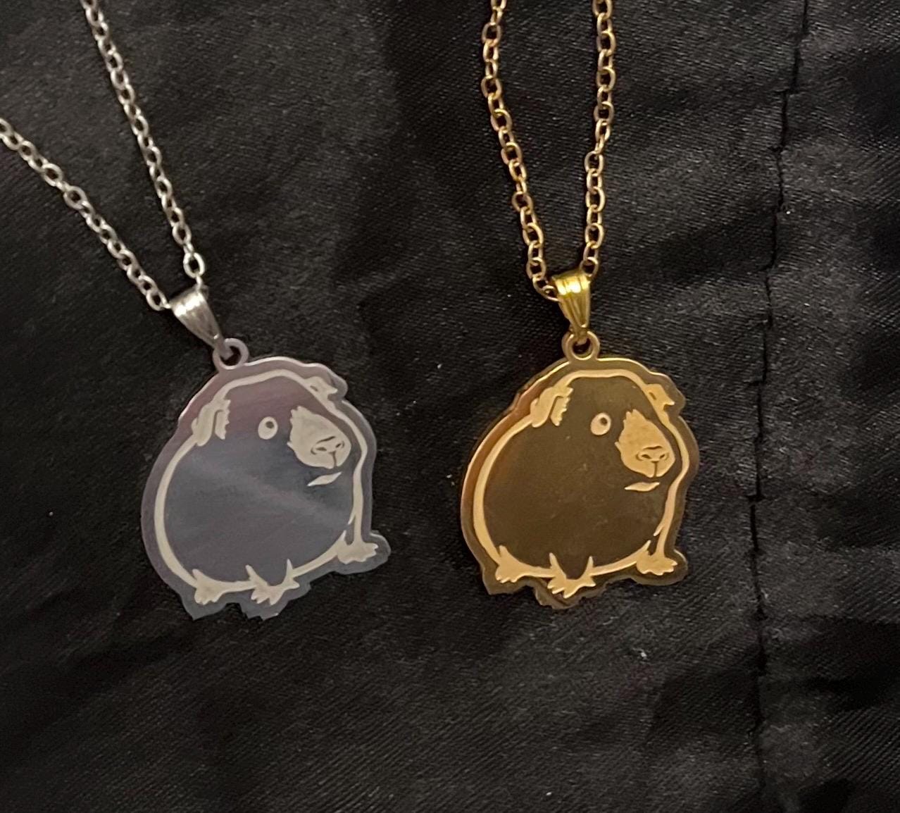 Guinea Pig Necklace Silver Gold Imitation Necklace for Guinea Pig Lover Gift for Guinea Pig Owner I love Guinea Pigs Jewelry