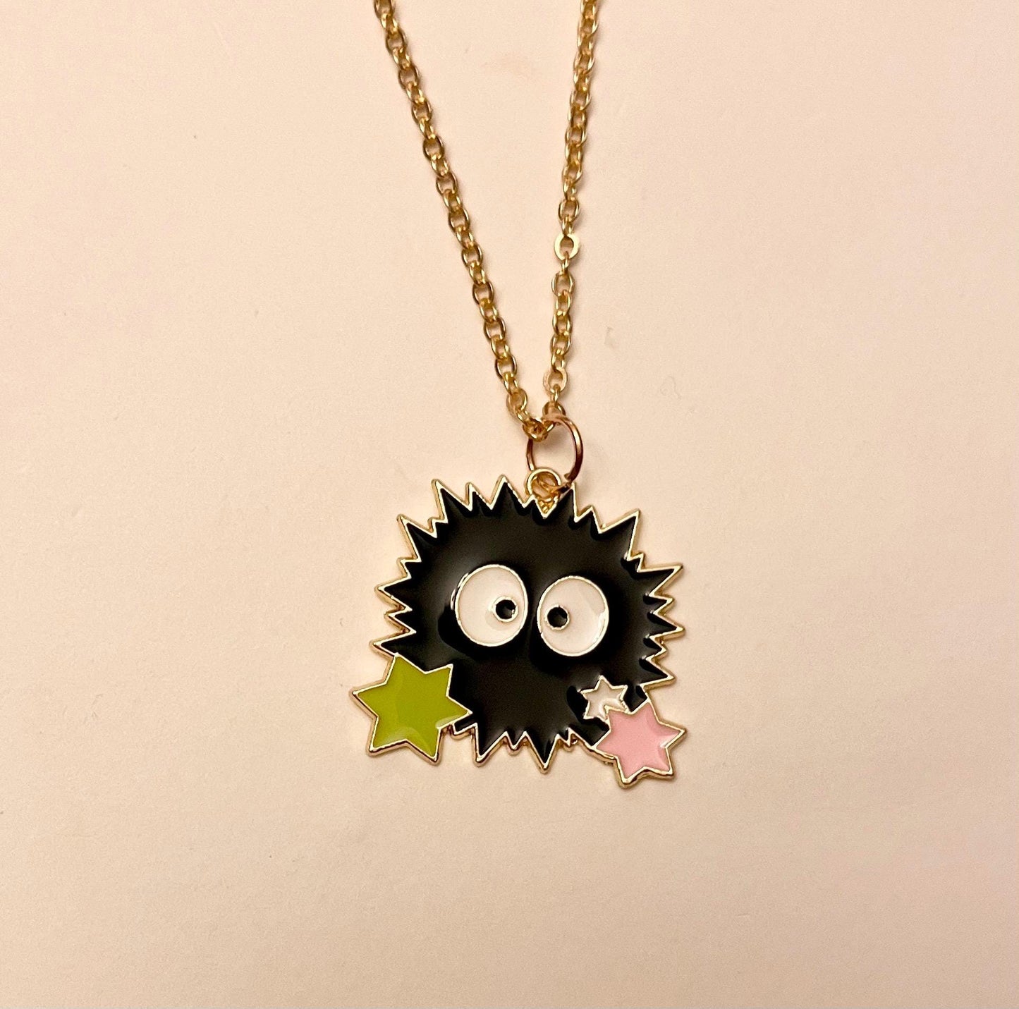 Susuwatari Necklace Studio Ghibli Necklace Black Soot Sprites Jewelry Makkuro Kuroske Konpeitou Necklace for Ghibli Lover Gift Cute Ghibli
